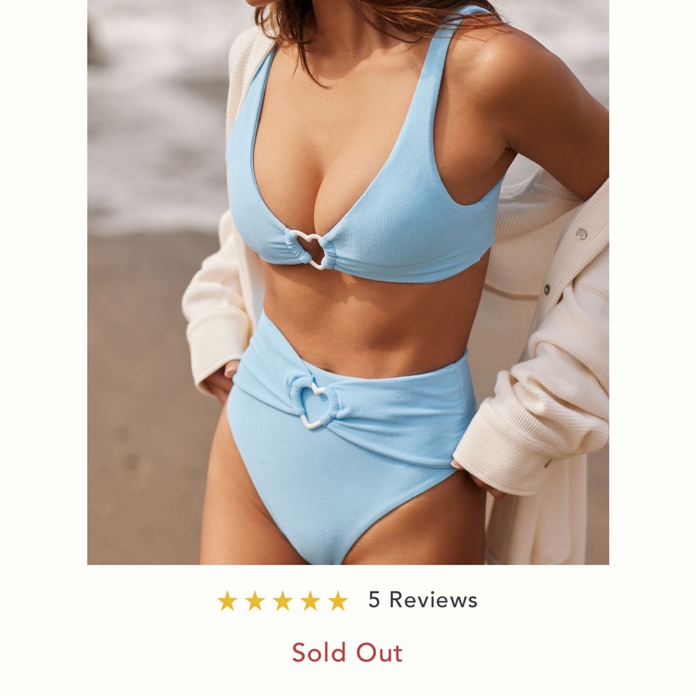 Kelly Terry Towel sky blue heart bikini bottom from Capittana